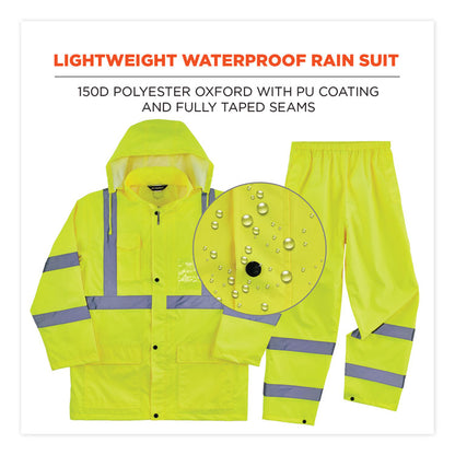 GloWear 8376K Lightweight HV Rain Suit, Medium, Lime