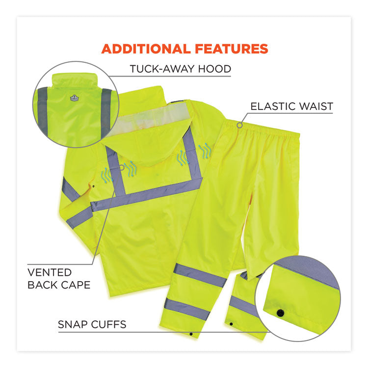 GloWear 8376K Lightweight HV Rain Suit, Medium, Lime