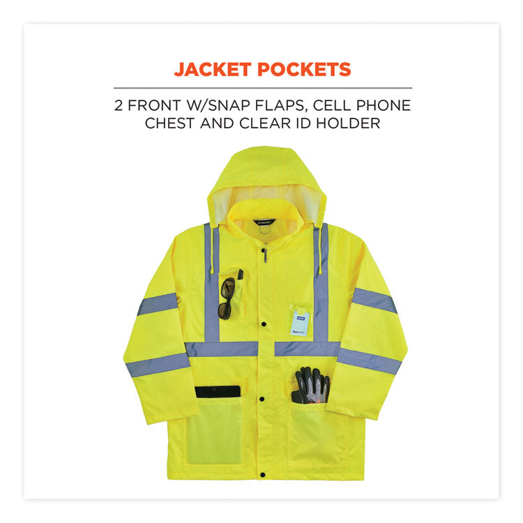 GloWear 8376K Lightweight HV Rain Suit, Large, Lime