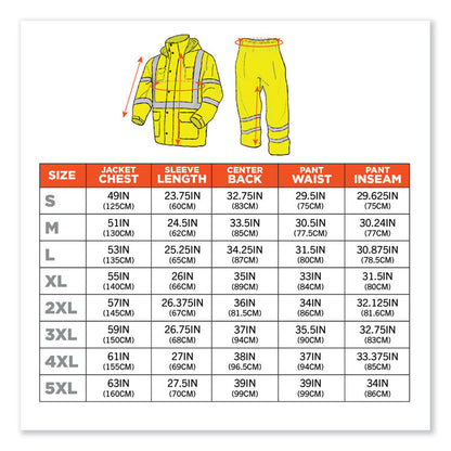 GloWear 8376K Lightweight HV Rain Suit, Large, Lime