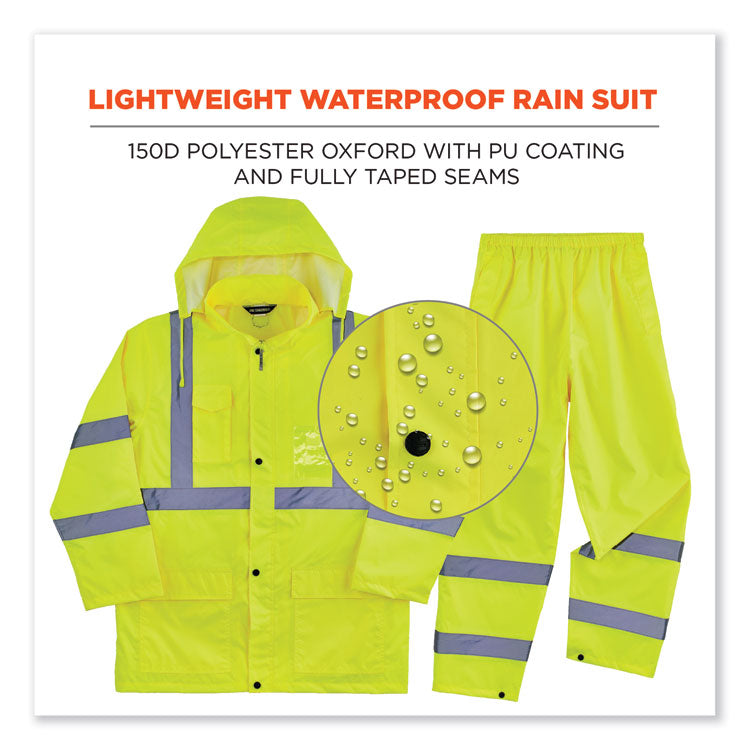 GloWear 8376K Lightweight HV Rain Suit, X-Large, Lime