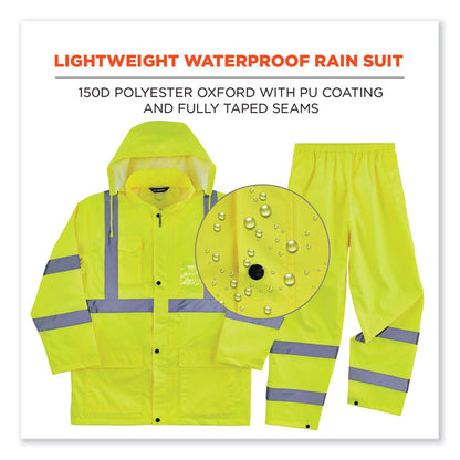 GloWear 8376K Lightweight HV Rain Suit, X-Large, Lime
