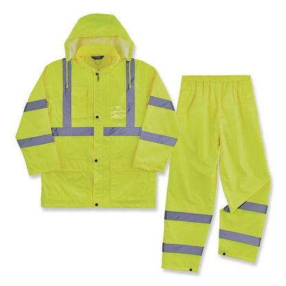 GloWear 8376K Lightweight HV Rain Suit, X-Large, Lime