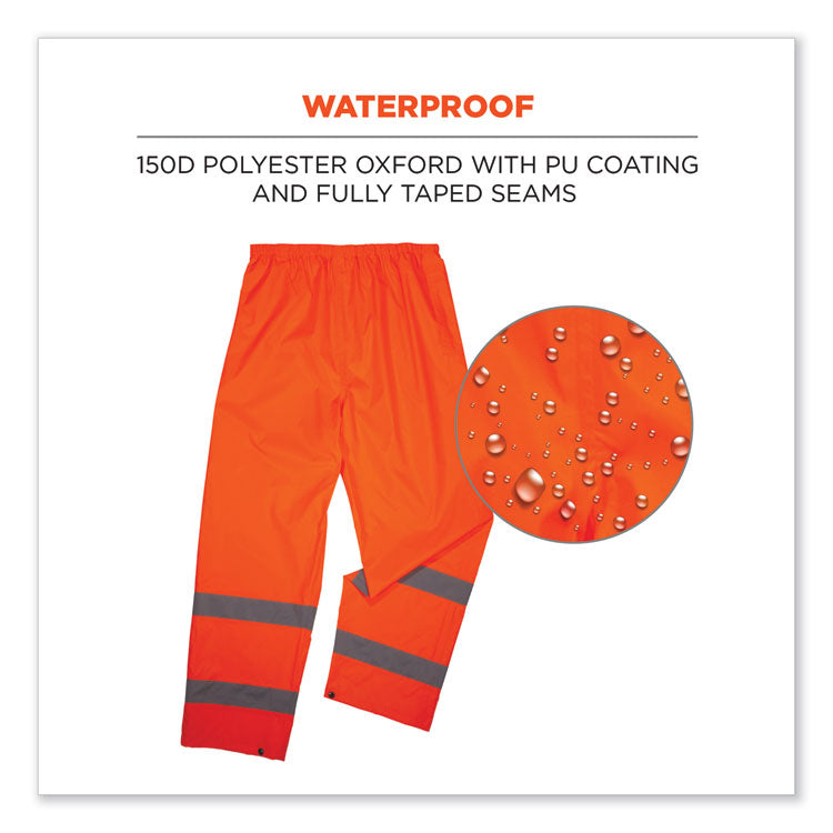 GloWear 8916 Class E Lightweight Hi-Vis Rain Pants, Large, Orange