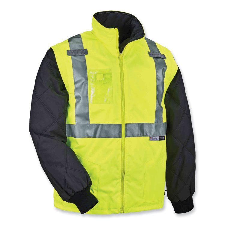 GloWear 8287 Class 2 Hi-Vis Jacket with Removable Sleeves, Small, Lime