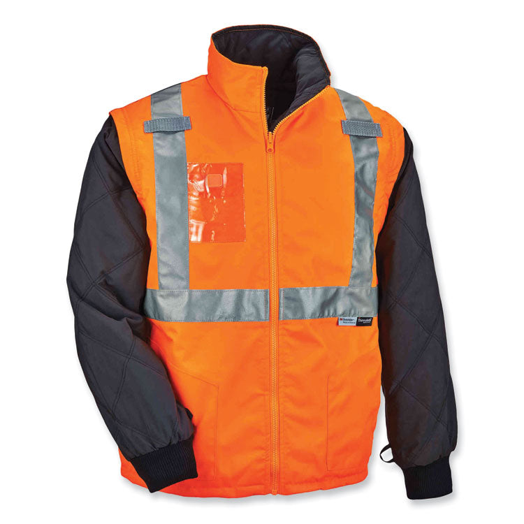 GloWear 8287 Class 2 Hi-Vis Jacket with Removable Sleeves, Medium, Orange