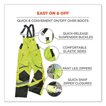 GloWear 8928 Class E Hi-Vis Insulated Bibs, Medium, Lime