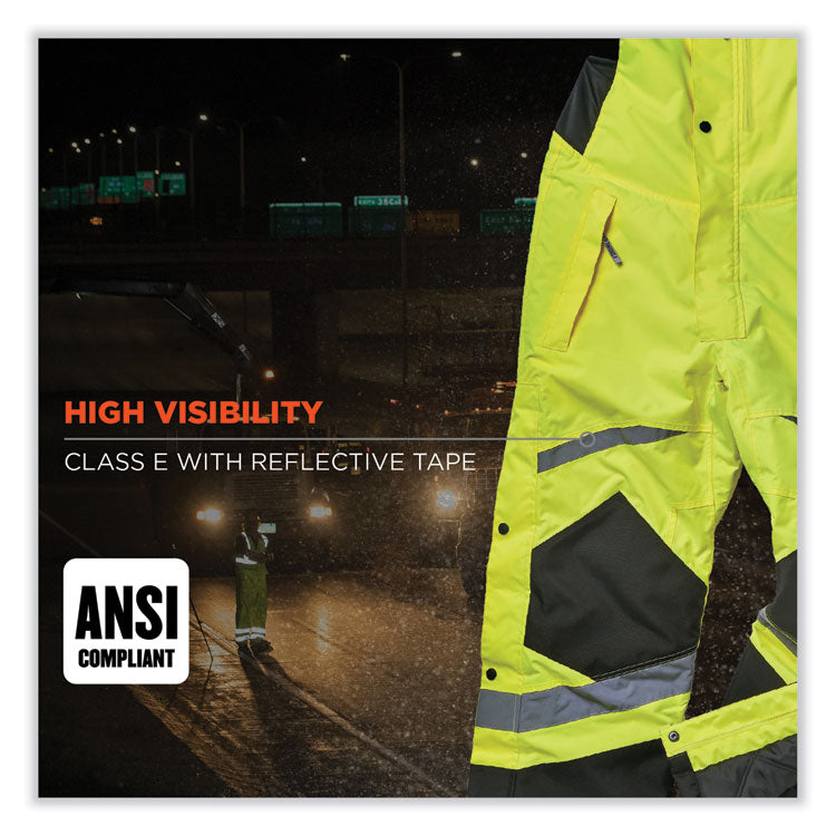 GloWear 8928 Class E Hi-Vis Insulated Bibs, X-Large, Lime