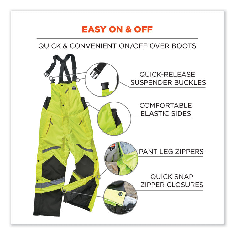 GloWear 8928 Class E Hi-Vis Insulated Bibs, 3X-Large, Lime