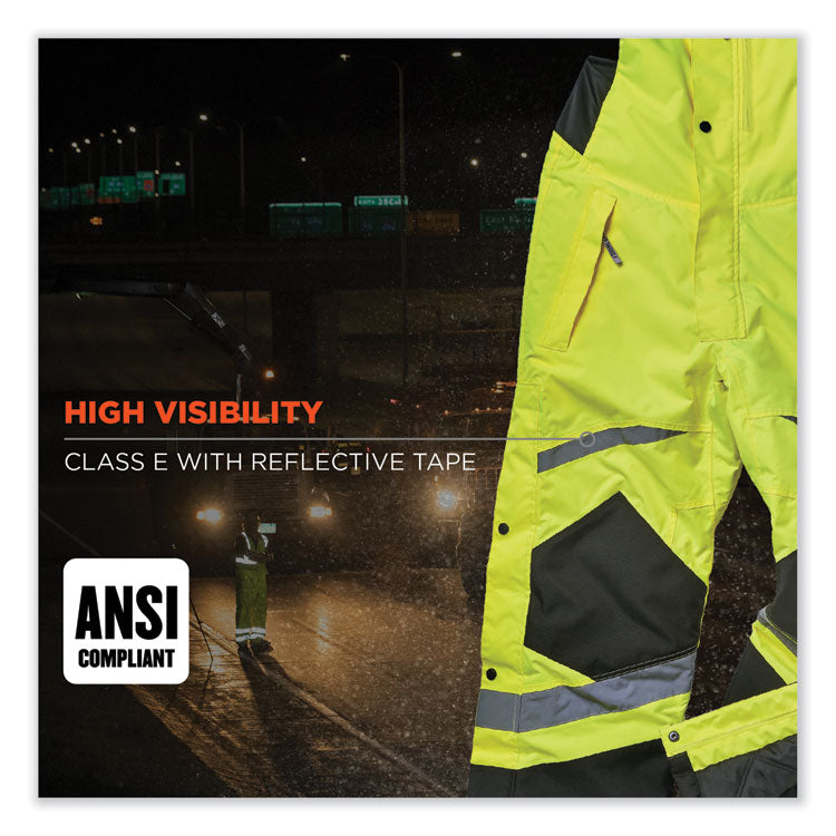 GloWear 8928 Class E Hi-Vis Insulated Bibs, 5X-Large, Lime