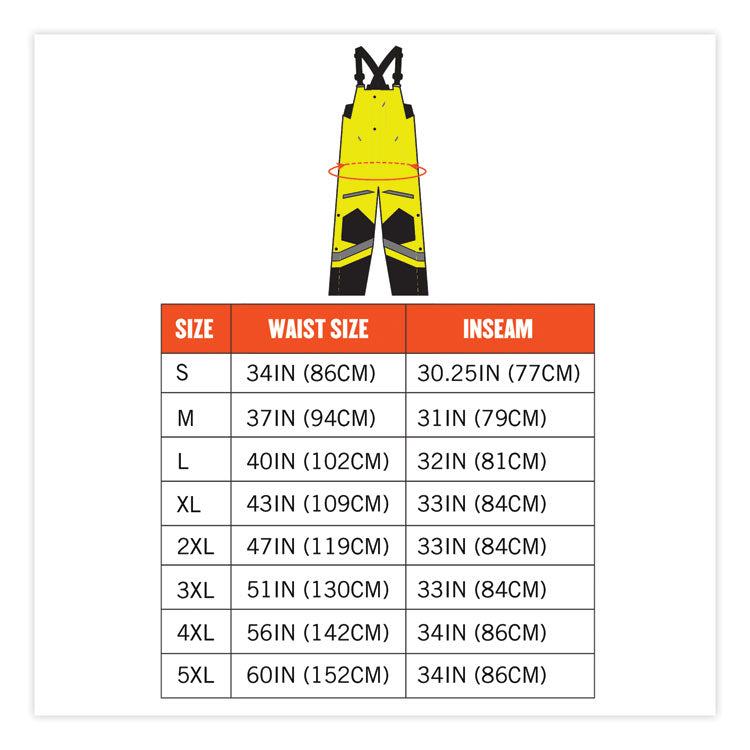 GloWear 8928 Class E Hi-Vis Insulated Bibs, 5X-Large, Lime