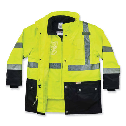 GloWear 8388 Class 3/2 Hi-Vis Thermal Jacket Kit, Small, Lime