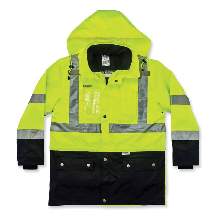 GloWear 8388 Class 3/2 Hi-Vis Thermal Jacket Kit, Large, Lime