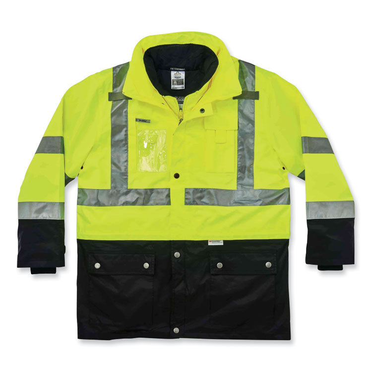 GloWear 8388 Class 3/2 Hi-Vis Thermal Jacket Kit, Large, Lime
