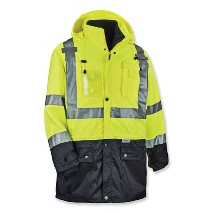 GloWear 8388 Class 3/2 Hi-Vis Thermal Jacket Kit, Large, Lime