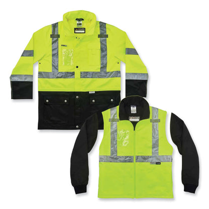 GloWear 8388 Class 3/2 Hi-Vis Thermal Jacket Kit, 4X-Large, Lime