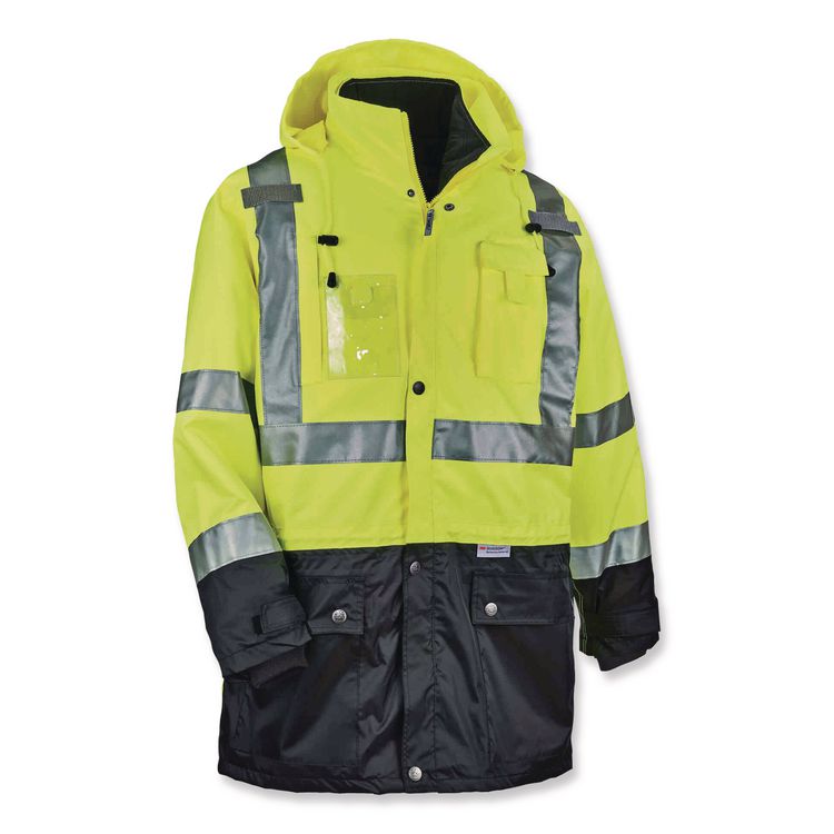 GloWear 8388 Class 3/2 Hi-Vis Thermal Jacket Kit, 5X-Large, Lime