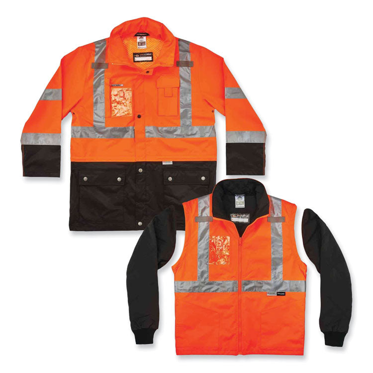 GloWear 8388 Class 3/2 Hi-Vis Thermal Jacket Kit, 4X-Large, Orange