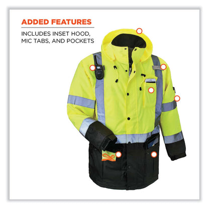 GloWear 8384 Class 3 Hi-Vis Quilted Thermal Parka, 3X-Large, Lime