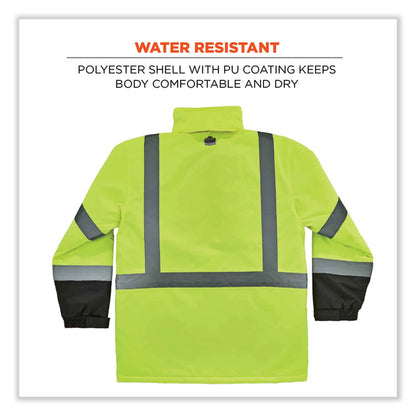 GloWear 8384 Class 3 Hi-Vis Quilted Thermal Parka, 5X-Large, Lime