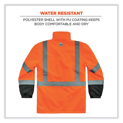 GloWear 8384 Class 3 Hi-Vis Quilted Thermal Parka, Small, Orange