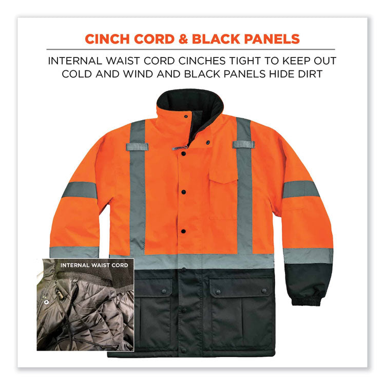 GloWear 8384 Class 3 Hi-Vis Quilted Thermal Parka, X-Large, Orange