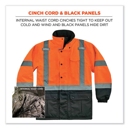 GloWear 8384 Class 3 Hi-Vis Quilted Thermal Parka, X-Large, Orange