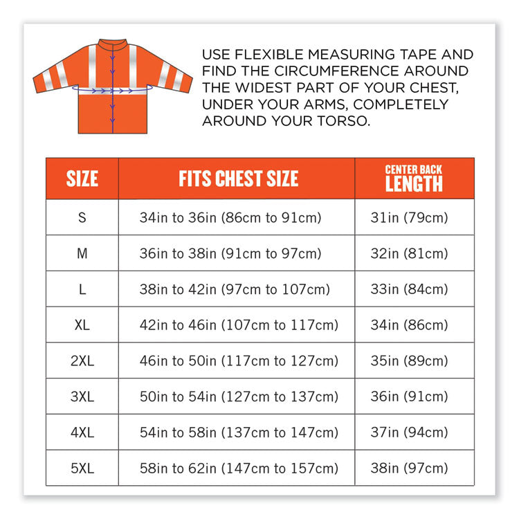 GloWear 8384 Class 3 Hi-Vis Quilted Thermal Parka, X-Large, Orange