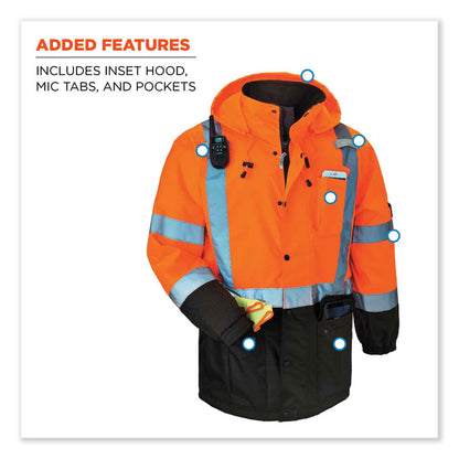 GloWear 8384 Class 3 Hi-Vis Quilted Thermal Parka, 4X-Large, Orange