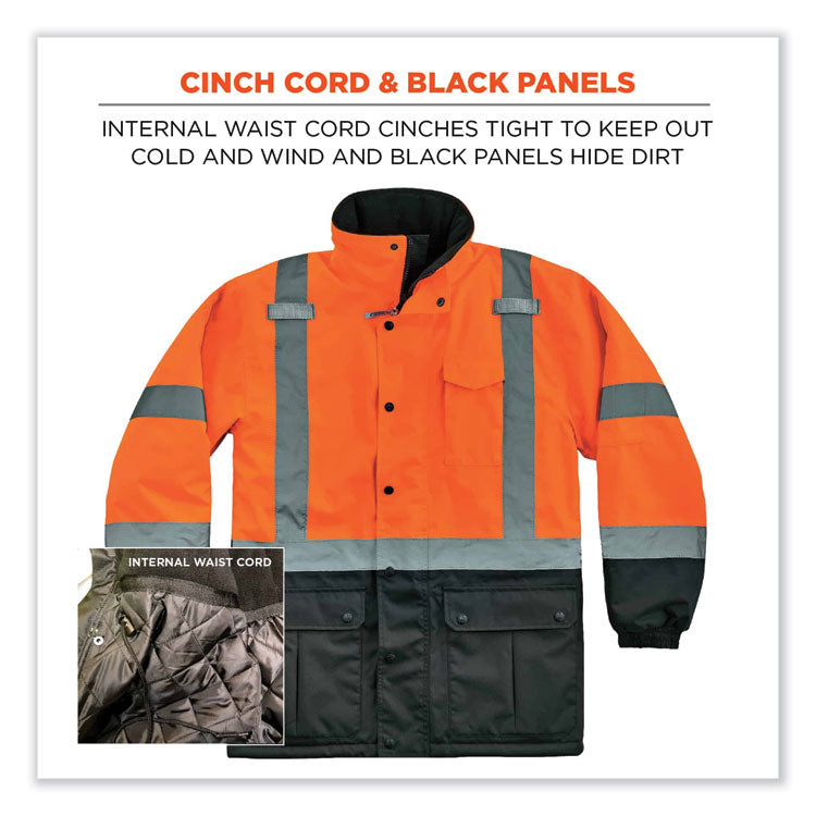 GloWear 8384 Class 3 Hi-Vis Quilted Thermal Parka, 4X-Large, Orange