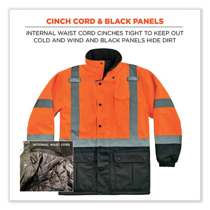 GloWear 8384 Class 3 Hi-Vis Quilted Thermal Parka, 4X-Large, Orange