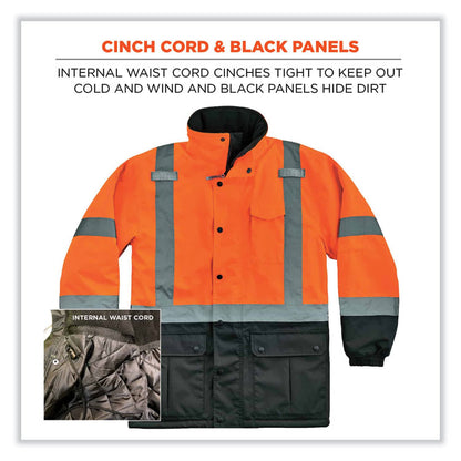 GloWear 8384 Class 3 Hi-Vis Quilted Thermal Parka, 5X-Large, Orange
