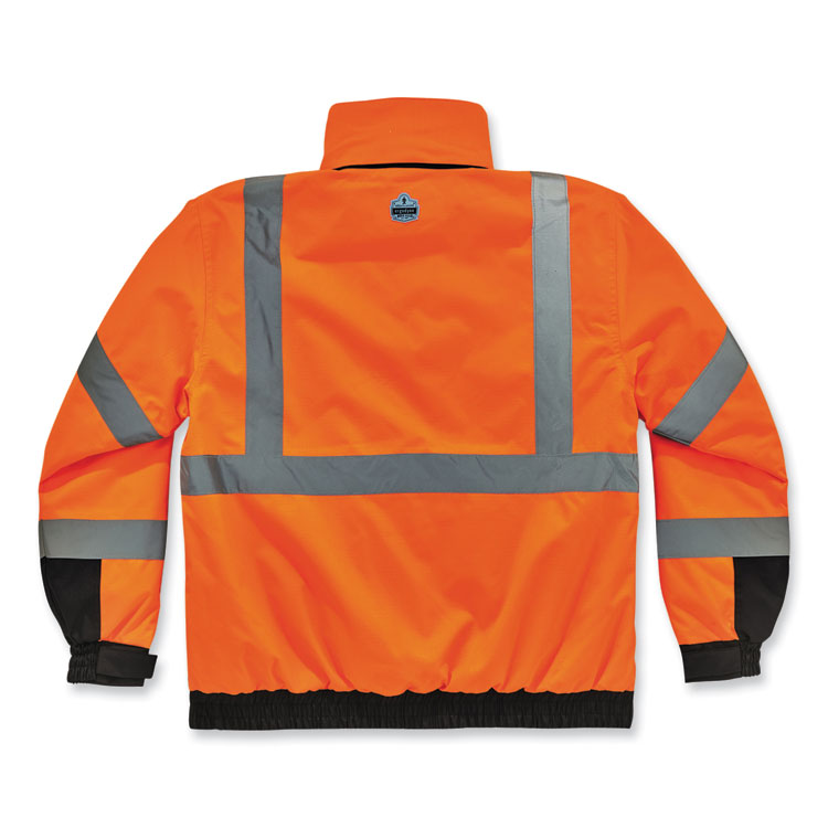 GloWear 8381 Class 3 Hi-Vis 4-in-1 Quilted Bomber Jacket, Orange, Small