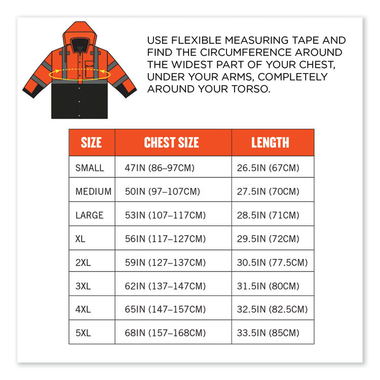 GloWear 8381 Class 3 Hi-Vis 4-in-1 Quilted Bomber Jacket, Orange, Small