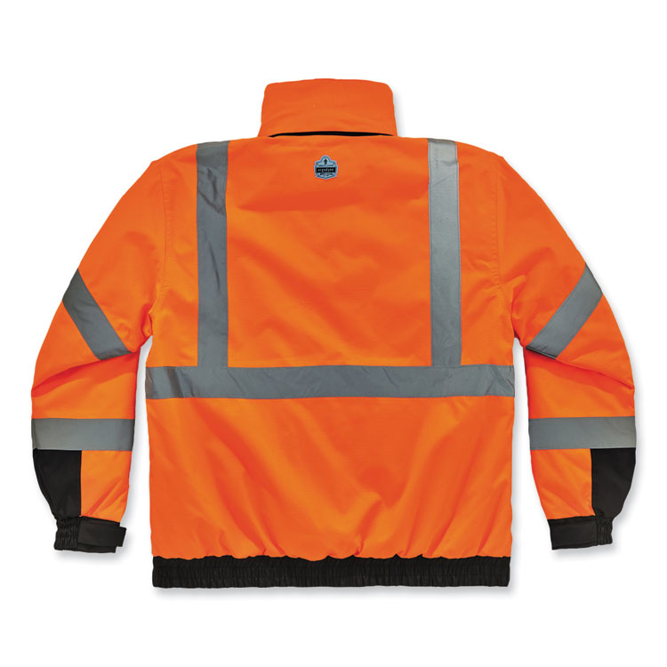 GloWear 8381 Class 3 Hi-Vis 4-in-1 Quilted Bomber Jacket, Orange, 3X-Large