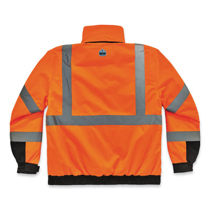 GloWear 8381 Class 3 Hi-Vis 4-in-1 Quilted Bomber Jacket, Orange, 4X-Large