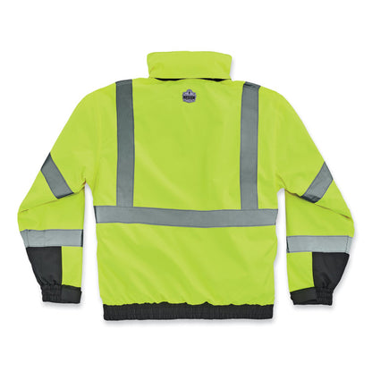 GloWear 8381 Class 3 Hi-Vis 4-in-1 Quilted Bomber Jacket, Lime, Small