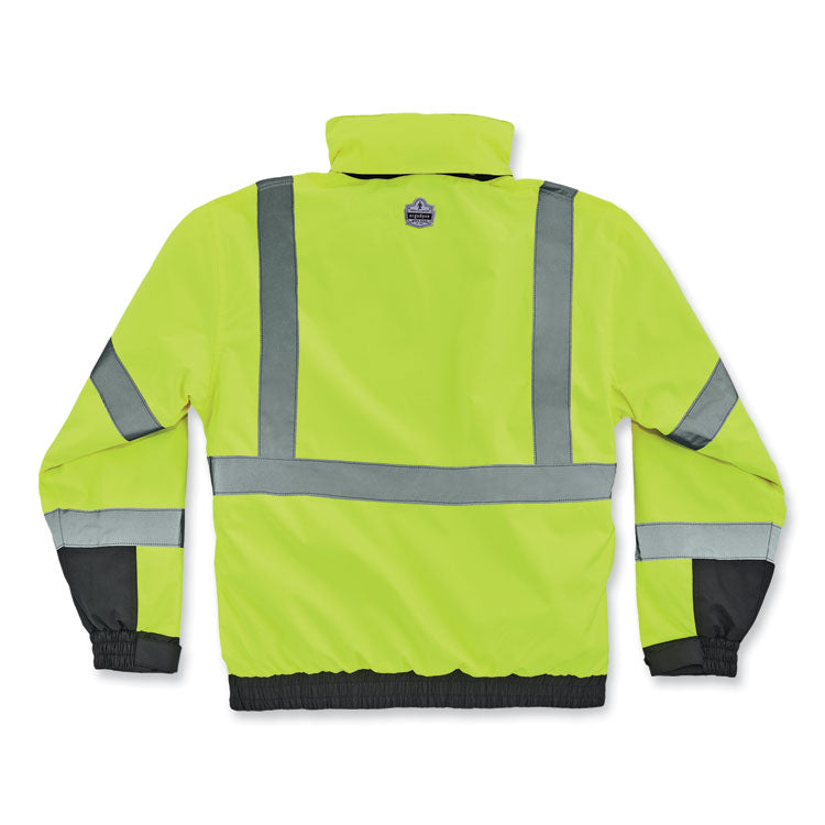 GloWear 8381 Class 3 Hi-Vis 4-in-1 Quilted Bomber Jacket, Lime, Medium