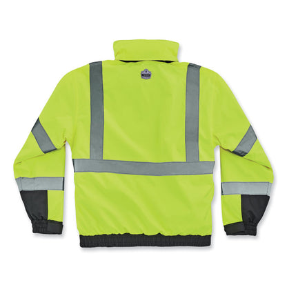 GloWear 8381 Class 3 Hi-Vis 4-in-1 Quilted Bomber Jacket, Lime, Large