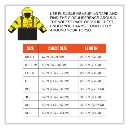 GloWear 8381 Class 3 Hi-Vis 4-in-1 Quilted Bomber Jacket, Lime, Large