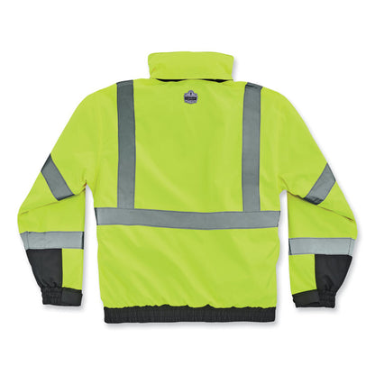 GloWear 8381 Class 3 Hi-Vis 4-in-1 Quilted Bomber Jacket, Lime, X-Large