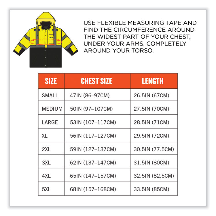 GloWear 8381 Class 3 Hi-Vis 4-in-1 Quilted Bomber Jacket, Lime, 3X-Large