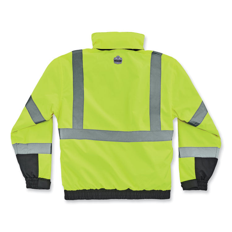 GloWear 8381 Class 3 Hi-Vis 4-in-1 Quilted Bomber Jacket, Lime, 4X-Large