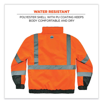 GloWear 8377 Class 3 Hi-Vis Quilted Bomber Jacket, Orange, Medium