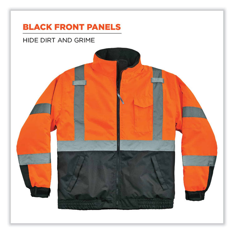 GloWear 8377 Class 3 Hi-Vis Quilted Bomber Jacket, Orange, Large