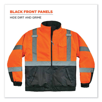 GloWear 8377 Class 3 Hi-Vis Quilted Bomber Jacket, Orange, X-Large