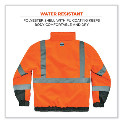 GloWear 8377 Class 3 Hi-Vis Quilted Bomber Jacket, Orange, 3X-Large