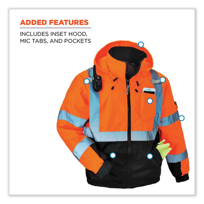 GloWear 8377 Class 3 Hi-Vis Quilted Bomber Jacket, Orange, 3X-Large
