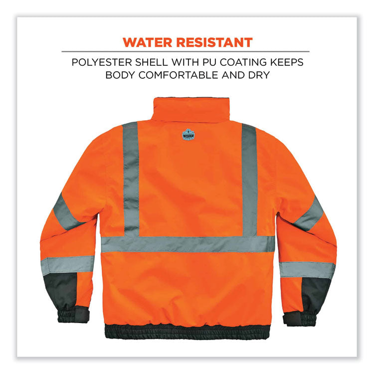 GloWear 8377 Class 3 Hi-Vis Quilted Bomber Jacket, Orange, 5X-Large