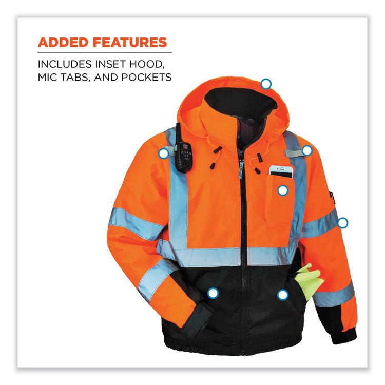 GloWear 8377 Class 3 Hi-Vis Quilted Bomber Jacket, Orange, 5X-Large